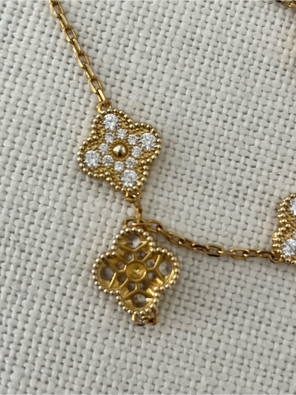 Alahambra Clover 10 Necklace with gold and pave Accents - Picture 6 of 6